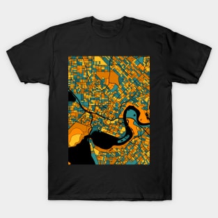 Perth Map Pattern in Orange & Teal T-Shirt